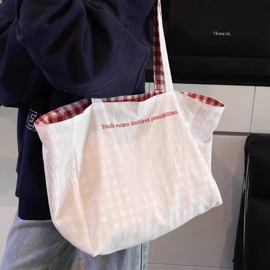 Холщовая сумка литературная ниша новая горячая распродажа сумка большая вместимость двусторонняя ленивый ветер повседневная на плечо