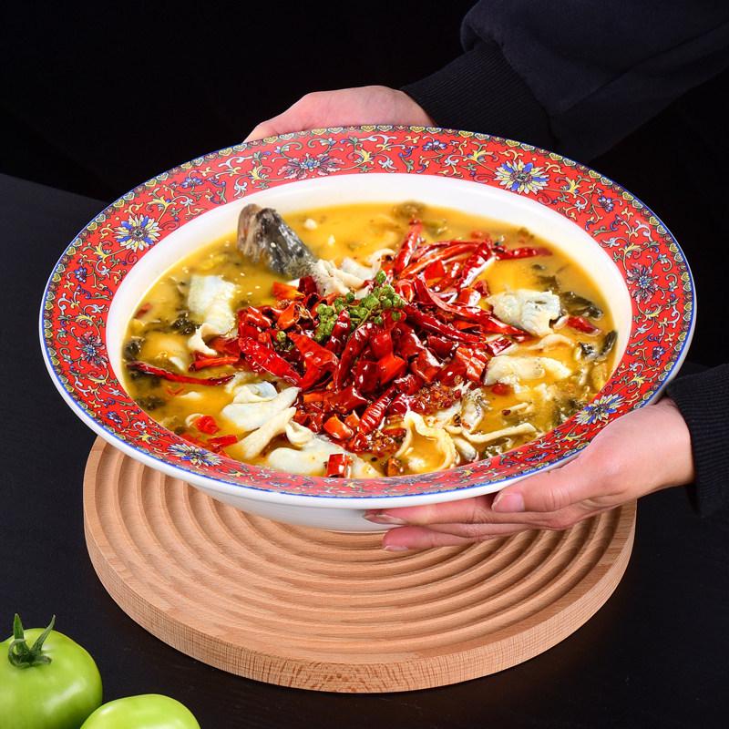 Большая керамическая миска для супа, лапши, вареной рыбы, маринованной рыбы и замешивания теста - Mao Xuewang Коммерческое использование