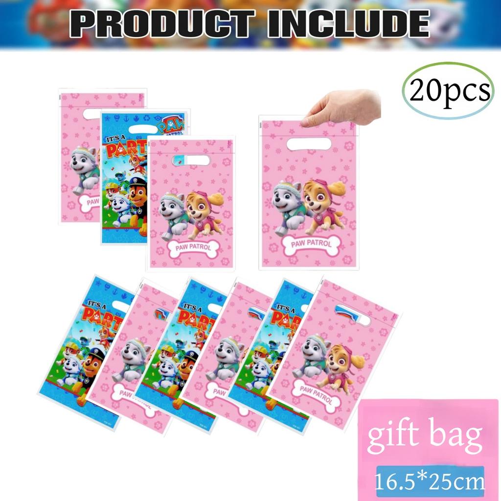 Новые украшения для дня рождения Щенячий патруль Собака Скай Воздушные шары Тарелка Скатерть Подарочный пакет Праздник для малыша Товары для детской вечеринки Игрушки подарки