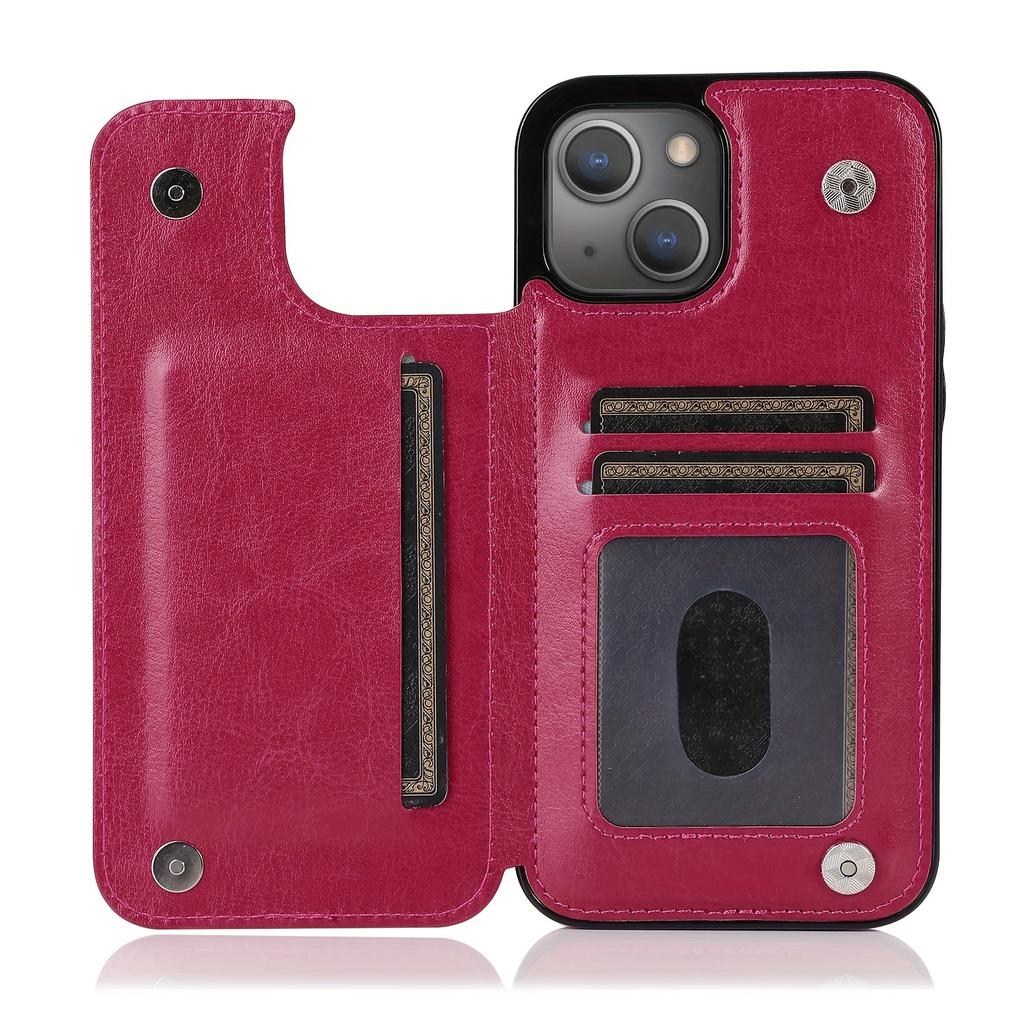 Чехол для телефона-кошелька с держателем для карт, чехол с подставкой для карт из искусственной кожи, двойной магнитной застежкой и прочным противоударным чехлом, для IPhone