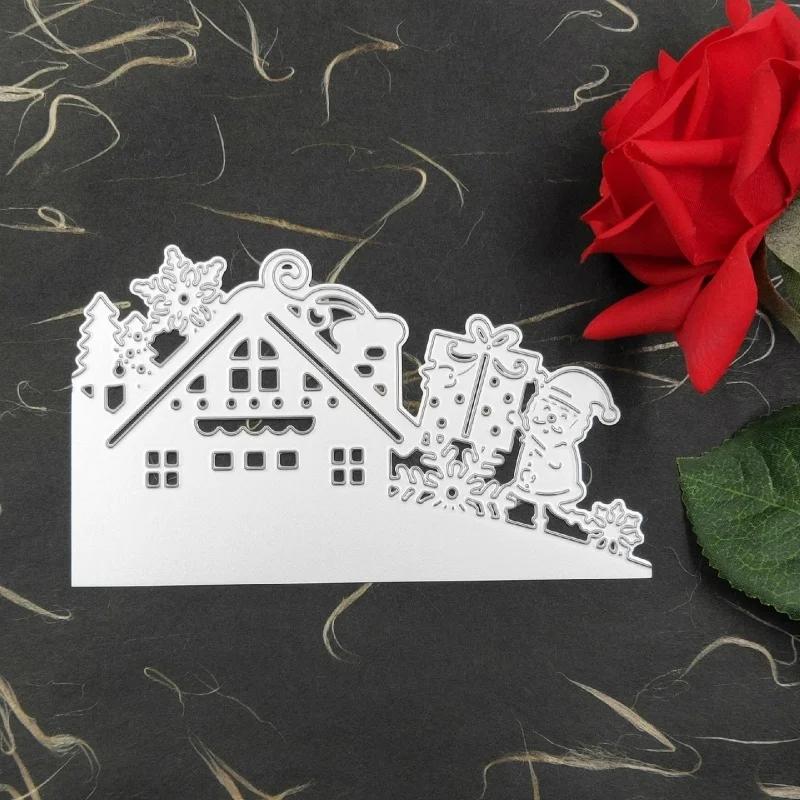Рождественский DIY Искусство Ремесло Открытка Украшение Дом Дерево Снеговик Санта Вырубной штамп Трафарет для тиснения Для