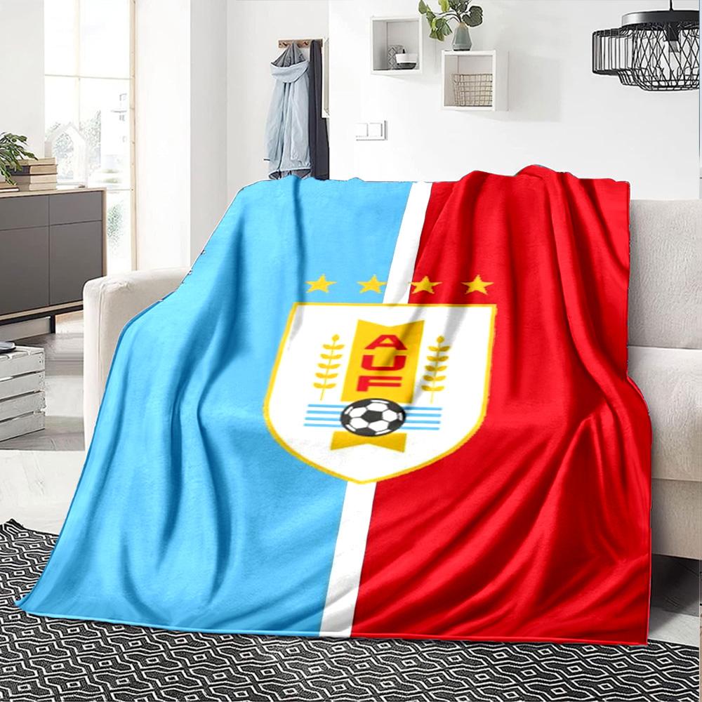 Uruguay Celeste Football Print Flannel Blanket High Quality Warm Comfortable Cover for All Seasons Perfect for Gifts Home Decor