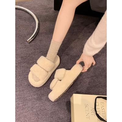 Шерстяная виноградная мать, та же толстая подошва увеличивается на 5 см, ленивая застежка-липучка на два слова с пушистыми тапочками для женской зимней носки