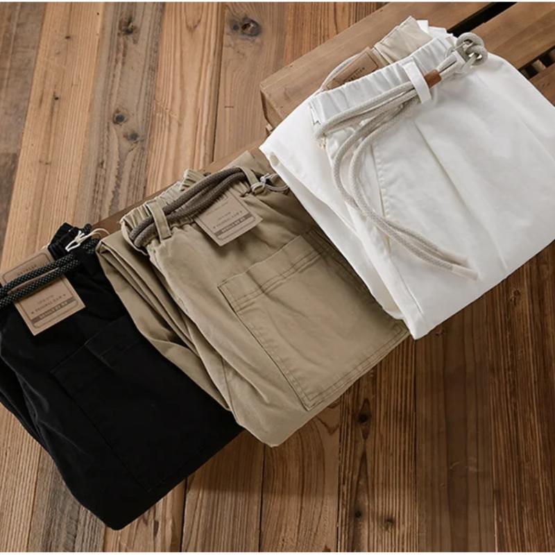 Брюки-карго в японском стиле, модная уличная одежда, мужские брюки, мешковатые брюки с эластичной резинкой на талии и поясом, молодежные новые модные мужские брюки