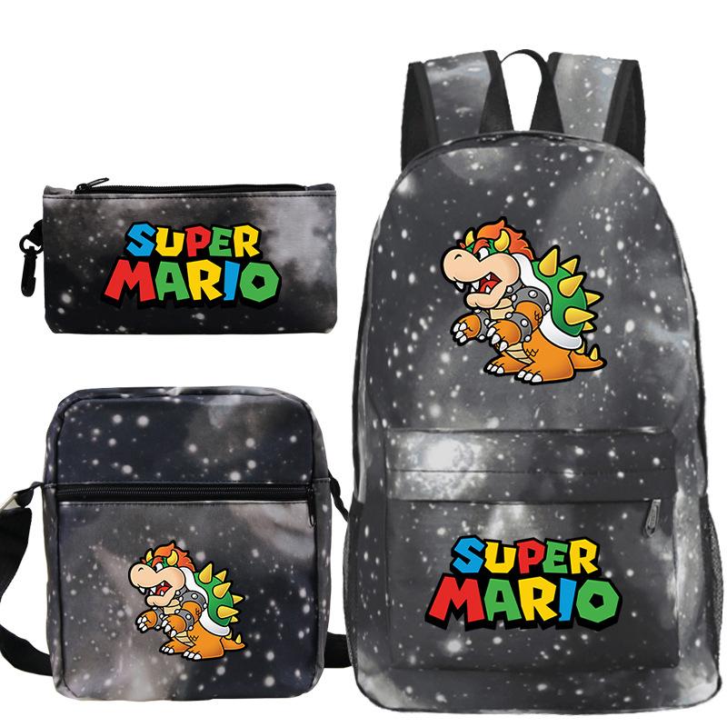 Трехсекционная школьная сумка "Супер Мэри", для мальчиков и девочек, школьная сумка большой вместимости, сумка через плечо, пенал.