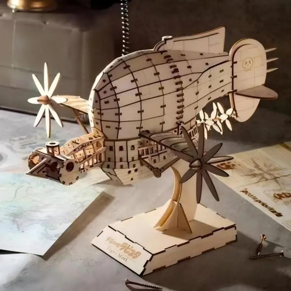 OUZEY 3D Деревянная головоломка Пираты неба Дирижабль Мотылек Дирижабль, Набор деревянных блоков для сборки Украшение, Коллекционный Аниме Подарок