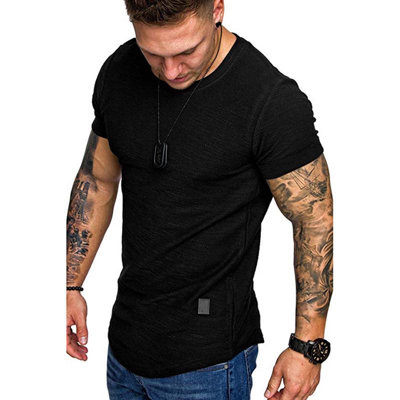Men's Summer Solid Crew Neck Top Fashion Casual Short Sleeve T-Shirt