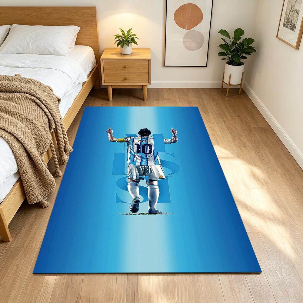 Football Messi Floor Rug Office Rug Perfect for Dining Room Playrooms Outdoor Balcony Antislip Carpet Decorate Offices Spiritual Gift