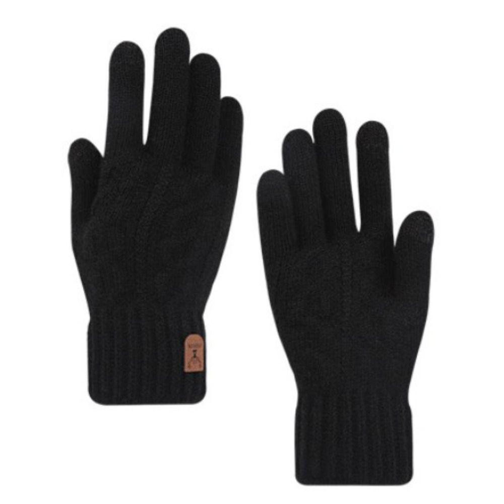 Elastic Wool Knitted Gloves Thicken Full Finger Guantes New Crochet Glove Women Men