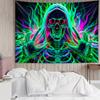 VIKAMA Neon Skull Tapestry Red Eye Hooded Colorful Bedroom Dormitory Gothic Decorative Art Wall Background