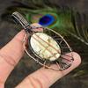 Wild Horse Gemstone Copper Wire Wrap Jewelry Pendant 3.11"