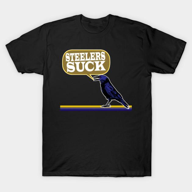 Men Black Print T-shirt Ravens Rivalry Steelers Suck - Robertjking #63 No-Cut Heat Transfer Print Cotton Tshirt