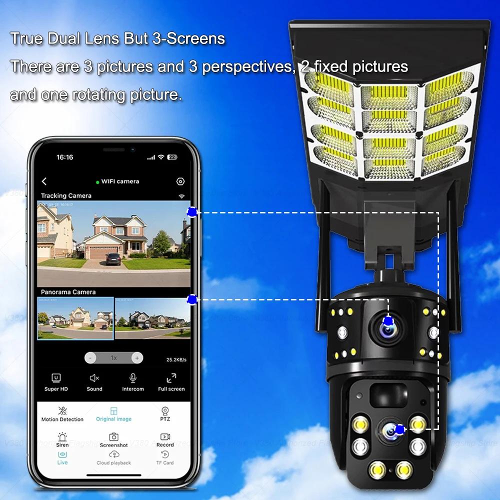 2-in-1 Solar Street Light – Courtyard Lamp & Security Camera, Auto Solar Charging Surveillance