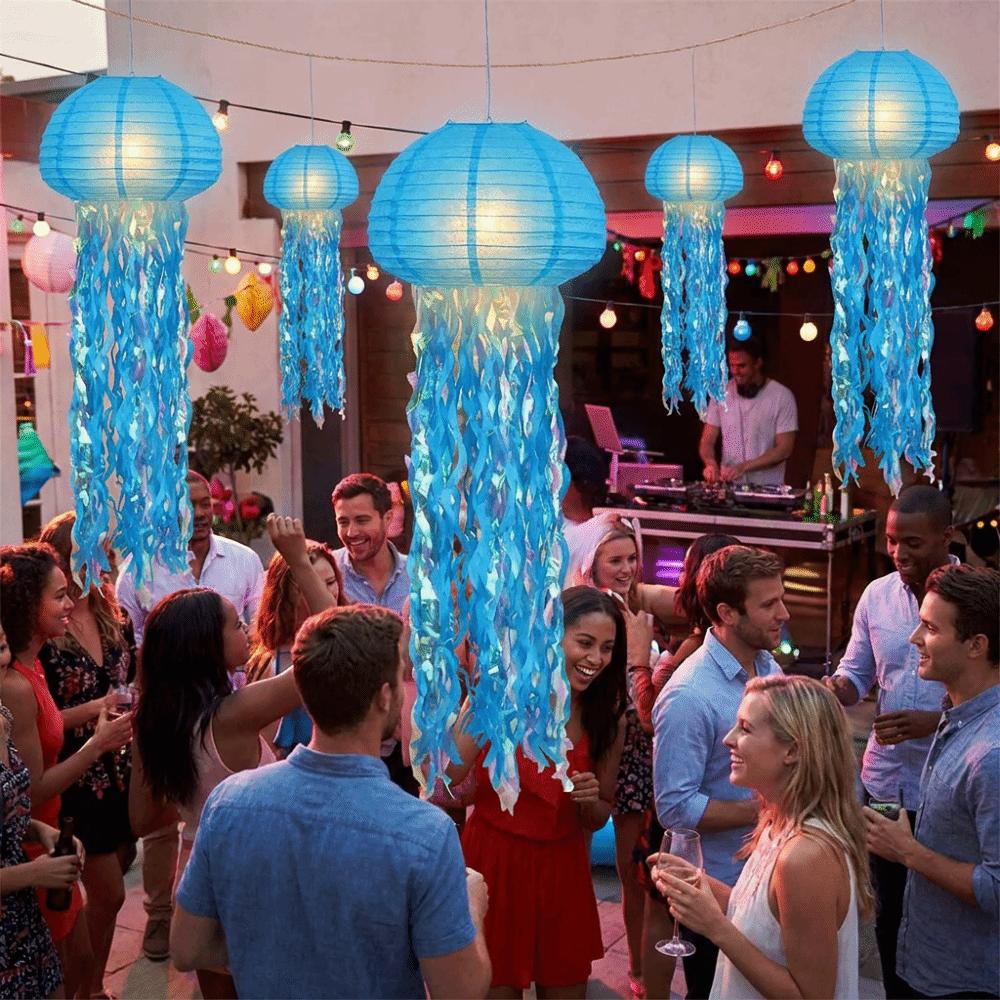 Foldable Jellyfish Lanterns Ocean Theme Hanging Lamp Ball Paper Lanterns Lantern Festival