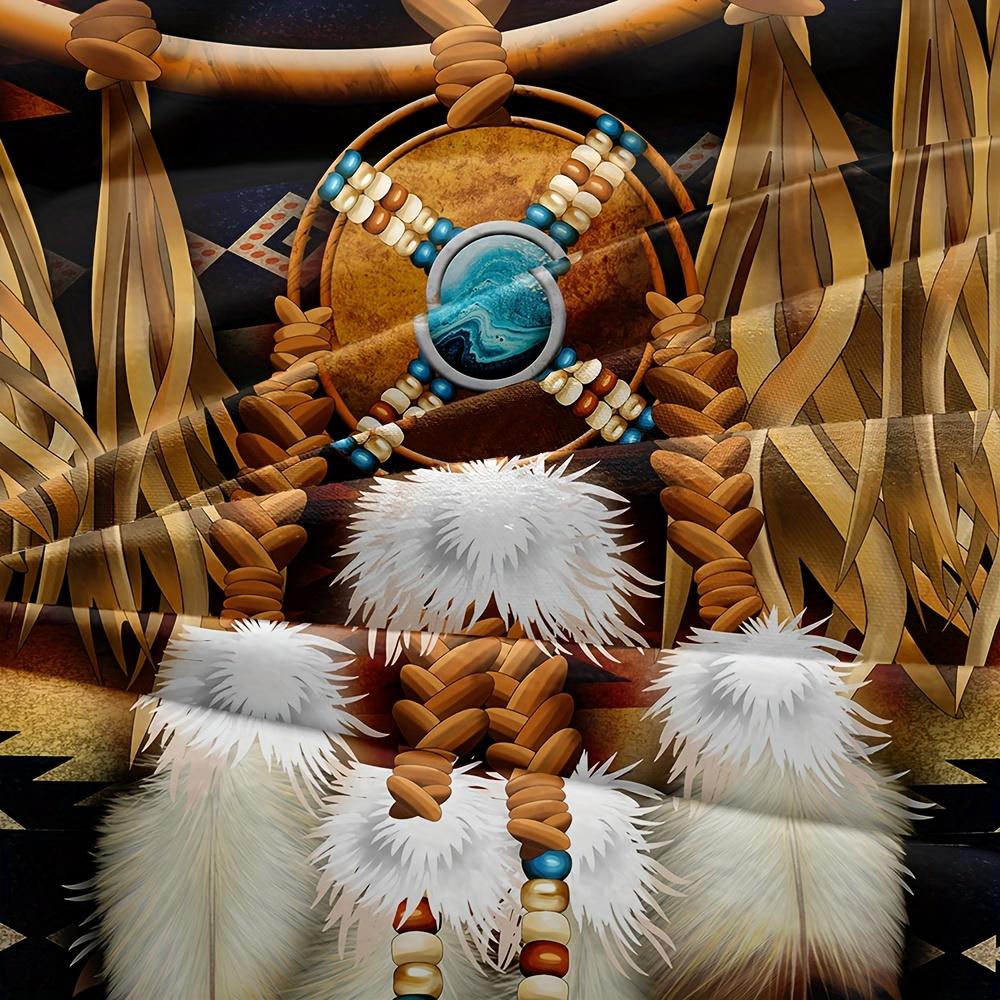Мягкий прочный качественный комплект пододеяльника Tribe 1*Мягкий пододеяльник+2*Наволочки Этнический стиль Ловец снов Печать с орлом Ацтекский Мягкий удобный комплект постельного белья