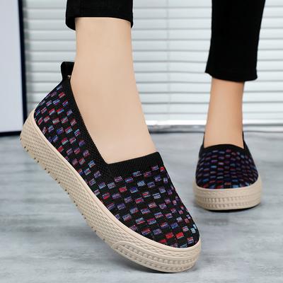 Женские дышащие туфли для ходьбы без застежек Удобная повседневная обувь на плоской подошве для пожилых женщин