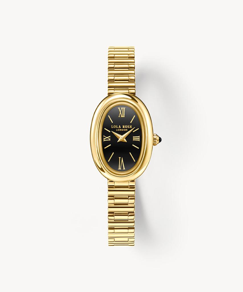 Lollalojeu Mirror Black Onyx Oval Women'S Wristwatch