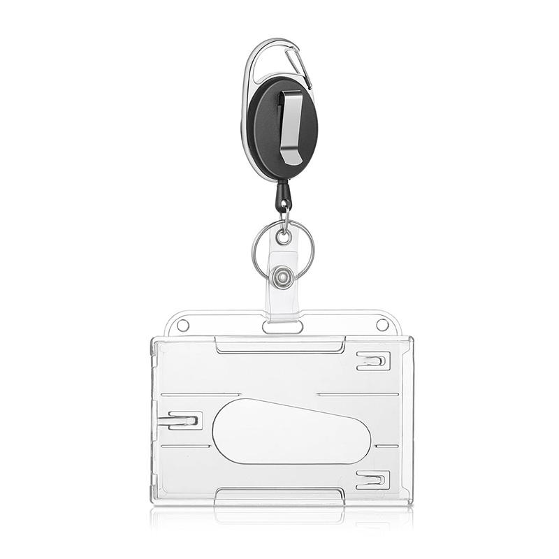 Hard Plastic ID Tag Transparent Working Permit Employee's Pass Business Work Card Cover Sleeve Badge Holder Credit Card Retractable Holder Case