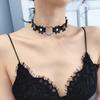 Leather Collar Choker Cute Flower Collar Necklace Neck Chain Necklace Statement Jewelry Heart Ring Necklace for Women