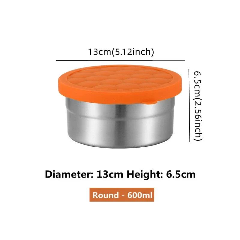 304 Stainless Steel Lunch Box Refrigerator Fresh Keeping Box with Silicone Lid Food Storage Containers Bento Kitchen Organizer