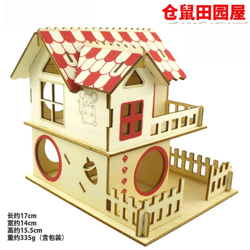 Экологическое деревянное убежище для хомяка, деревянная хижина, двухслойная вилла с мелкими животными, игрушка для скалолазания