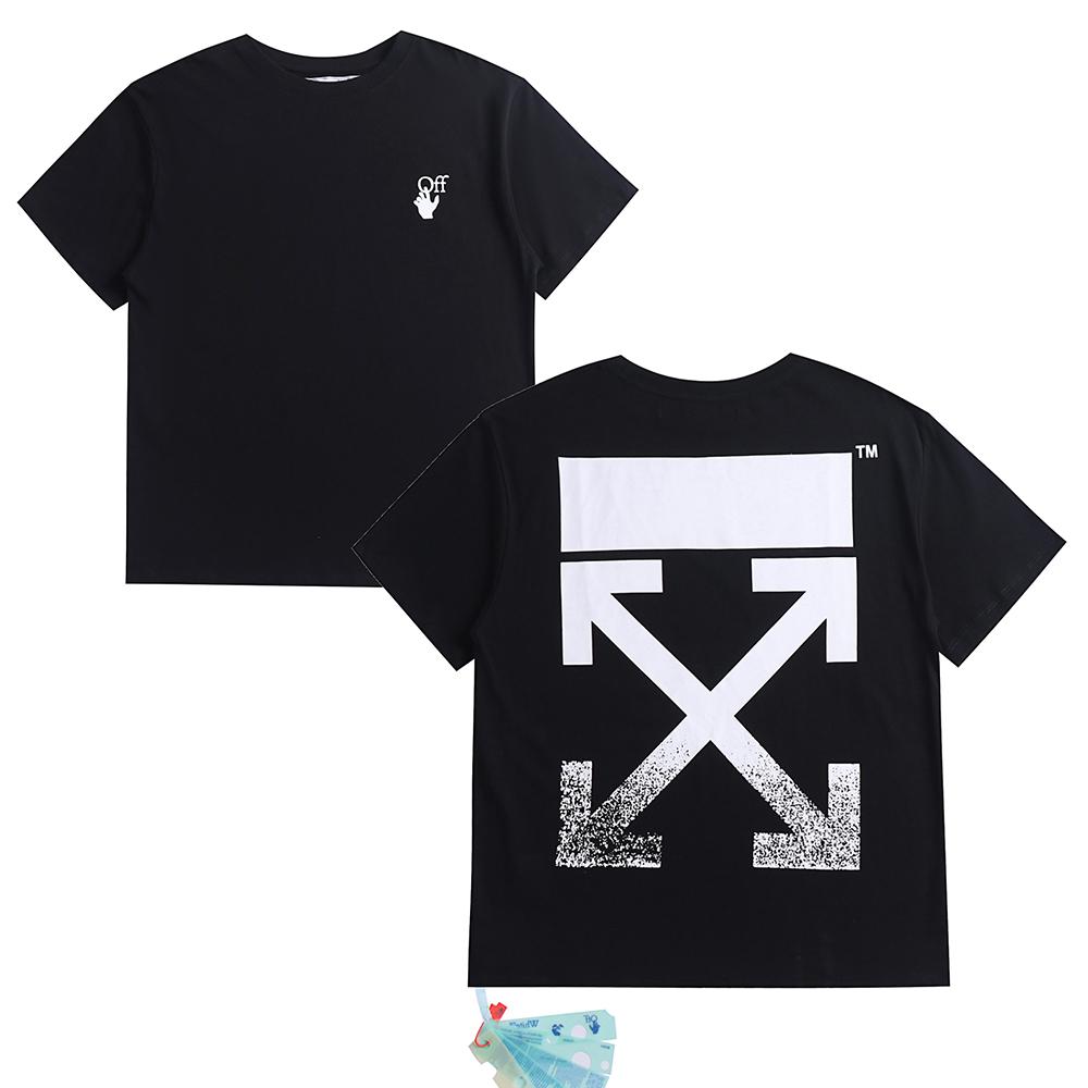 Off-White Летняя новинка 2025 года, черно-белая классическая футболка с короткими рукавами и принтом в виде всплеска стрелы для мужчин и женщин, парная футболка