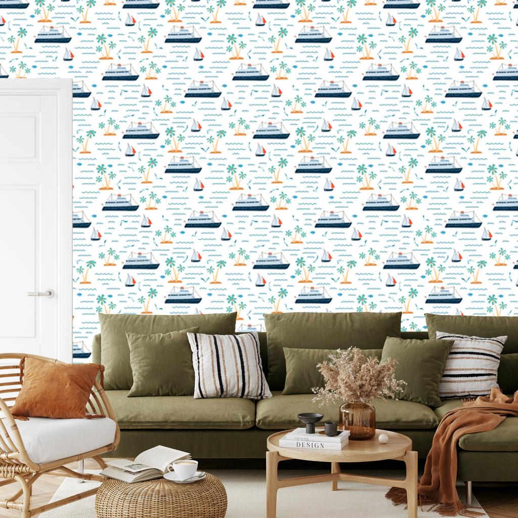 Ships wallpaper for living room and bedroom 50x1000