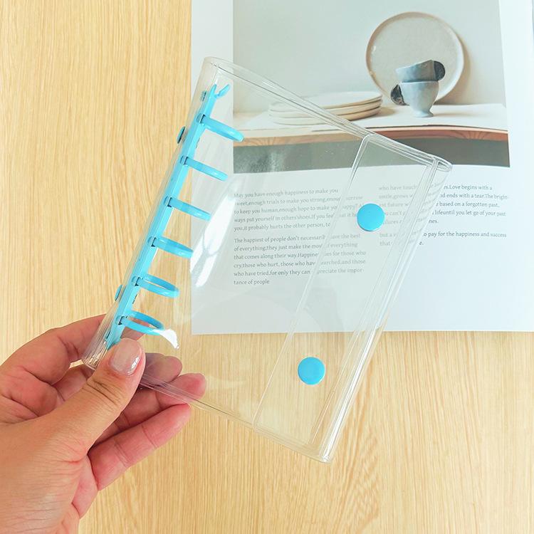 A7 Double Botton Colorful Transparent PVC Soft Cover Binder Cover Journal Sketchbook Accessories Diary Office Supplies