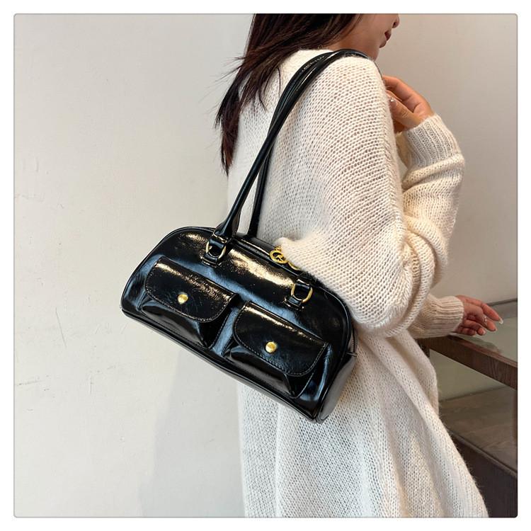 Ielgy Retro Bowling Bag All-Match Portable One-Shoulder Ladies Pillow Bag