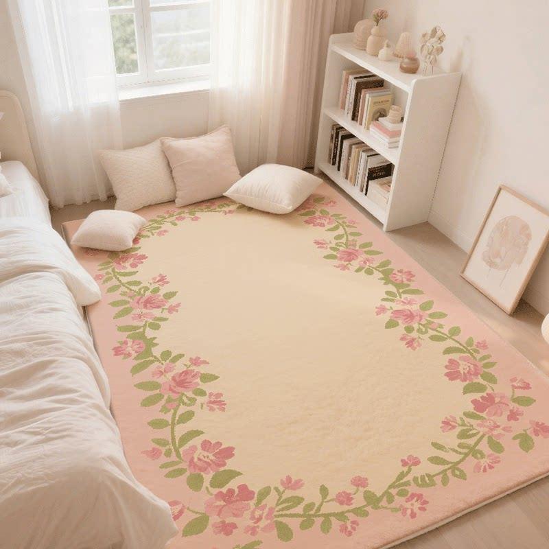 Flower Pattern Carpets for Living Room French Style Bedroom Decor Large Carpet Thick Plush Lounge Floor Mat home Fluffy Soft Rug