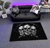 Modern Style Skull Pattern Black Carpet Big Size Non-slip Living Room Rug Soft Easy Cleaning Entrance Door Mat Machine Washable