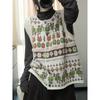 2025 Autumn Women Sleeveless Printing Buttons Vest Sweaters Style Knitting Casual Loose Sweater