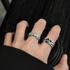 Neo-Gothic Punk Stars Rings for Women Irregular Zircon Ring Man Simple Hollow Design Open Ring Fashion Jewelry Party Gift Vintage Adjustable Rock Ring