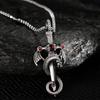 Vintage Silver Dragon Sword Cross Pendant Necklace for Men and Women Gothic Punk Long Chain Necklace Hip Hop Jewelry