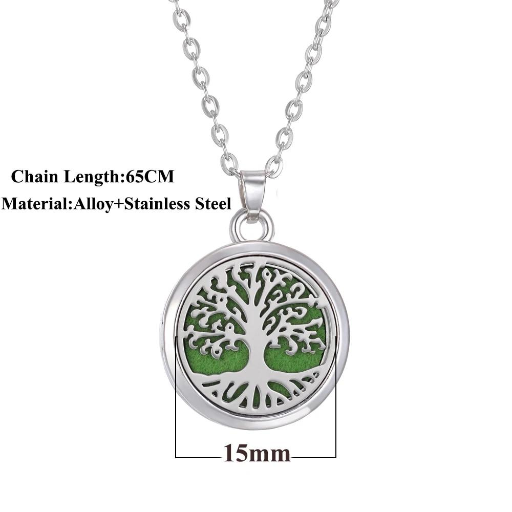 Tree of Life Alloy Stainless Steel Locket Pendant Aroma Diffuser Necklace