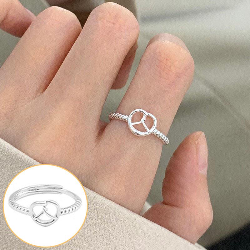 Women's Wide Band Geometric Frosted Matte Open Ring, S925 Silver Plated Creative Index Finger Design