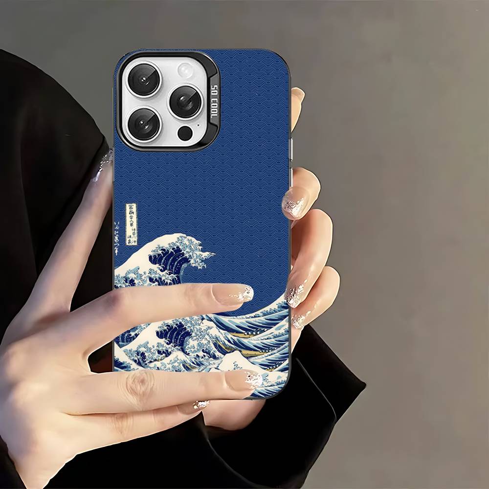 Японские волны Чехол для телефона Для IPhone 17 16 15 14 13 12 11 Pro Max Plus Pro Цветной корпус