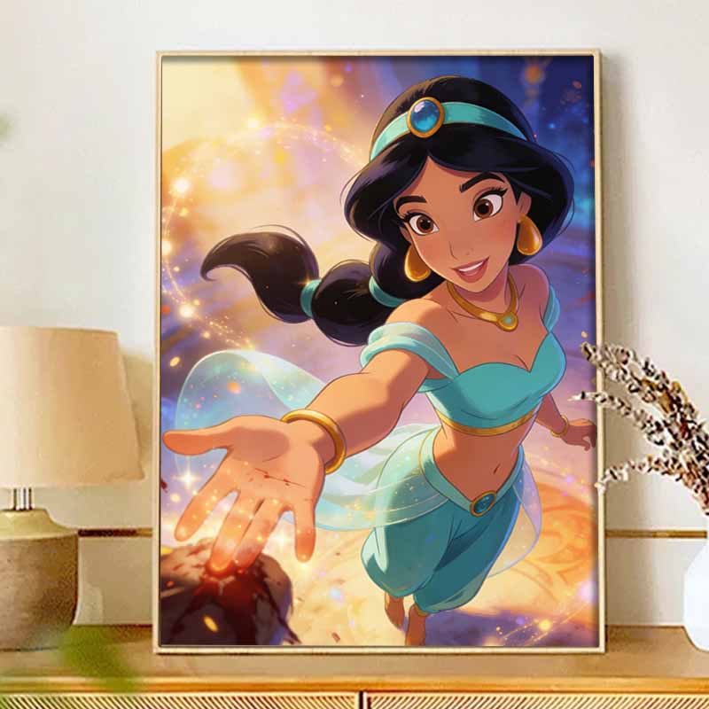 Disney Princess Jasmine Diamond Paint Painting Art Kit Handmade DIY5D Home Decor Gift