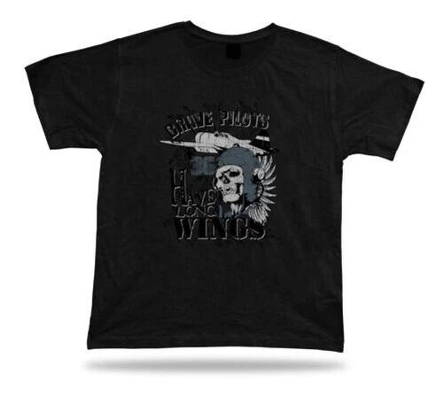 Idea Brave Pilot Skull Classic Long Airplane Birthday Gift T-Shirt