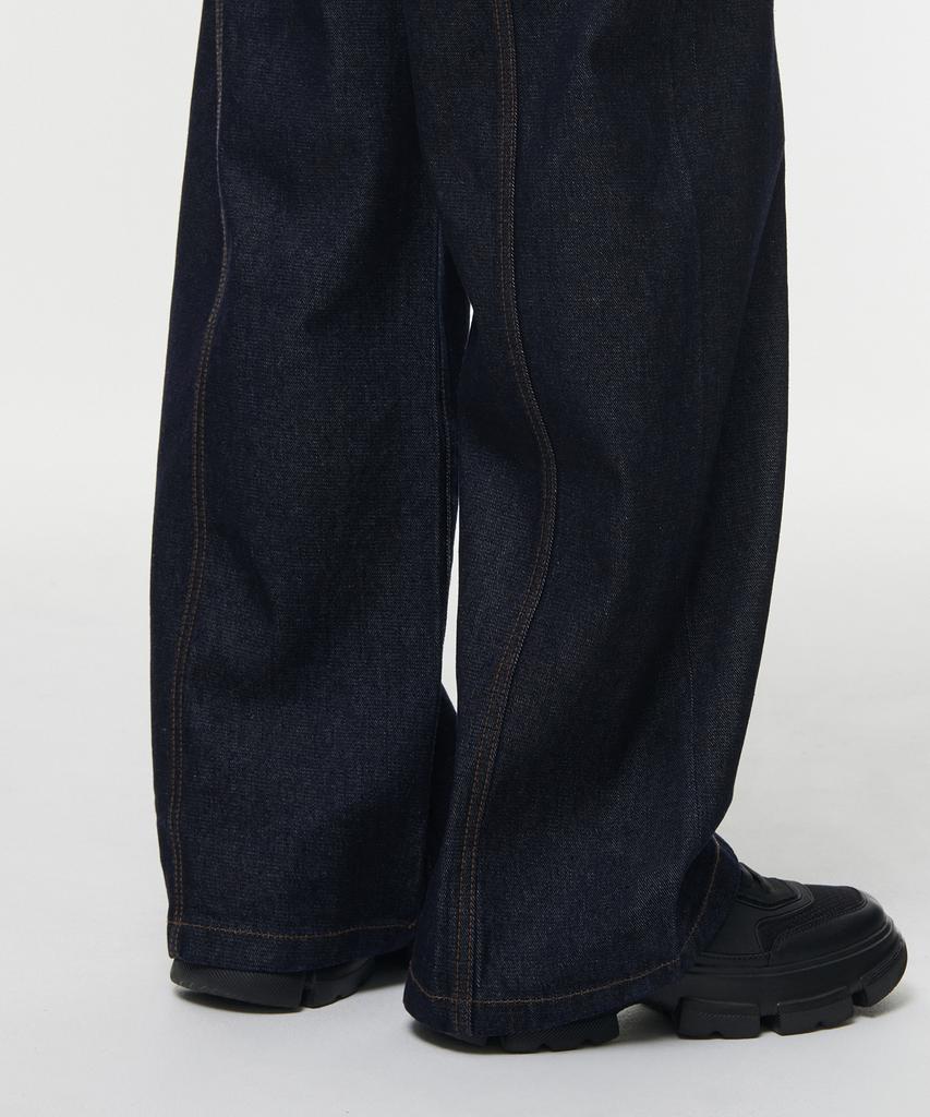 MUSINSA STANDARD WOMAN Women'S Panel Wide Denim Pants [Deep Indigo]