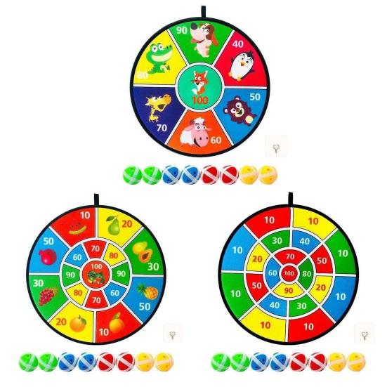 1 Set Gooey Ball Dart Board Sticky Balls Colorful Animal Print Great Stickiness Wall-mounted Kids Decompression Throwing Target Ball