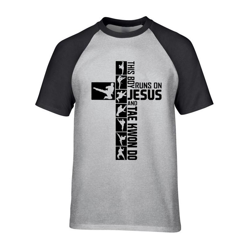 This Boy Runs On Jesus And Tae Kwon Do T Shirt Black Shirt Male Round Neck