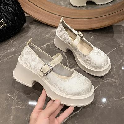 Модные туфли на платформе для женщин Супер высокие каблуки Ремешок с пряжкой Мэри Джейн Принтованные туфли Женские Готические туфли для вечеринки Женские 2024