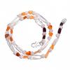 Natural Crystal Moonstone Carnelian Gemstone Smooth Beads Necklace 17" UB-4640 UB-4640