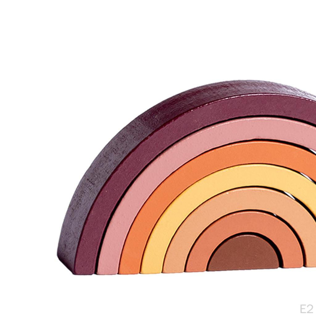Wooden Rainbow Stacker Arch Bridge Playset Stacking Toys for Activity Boy