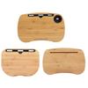 Bamboo Bed Table with Cushion Base Anti-Slip Plugs Laptop Tablet Folding Desk Sturdy Natural Bamboo Surface Bed Tray