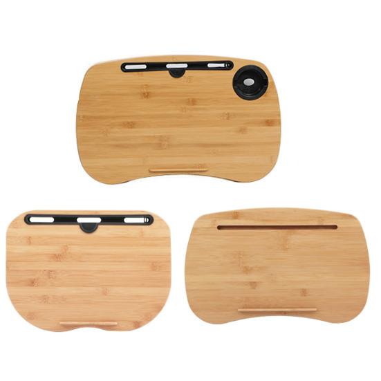 Bamboo Bed Table with Cushion Base Anti-Slip Plugs Laptop Tablet Folding Desk Sturdy Natural Bamboo Surface Bed Tray
