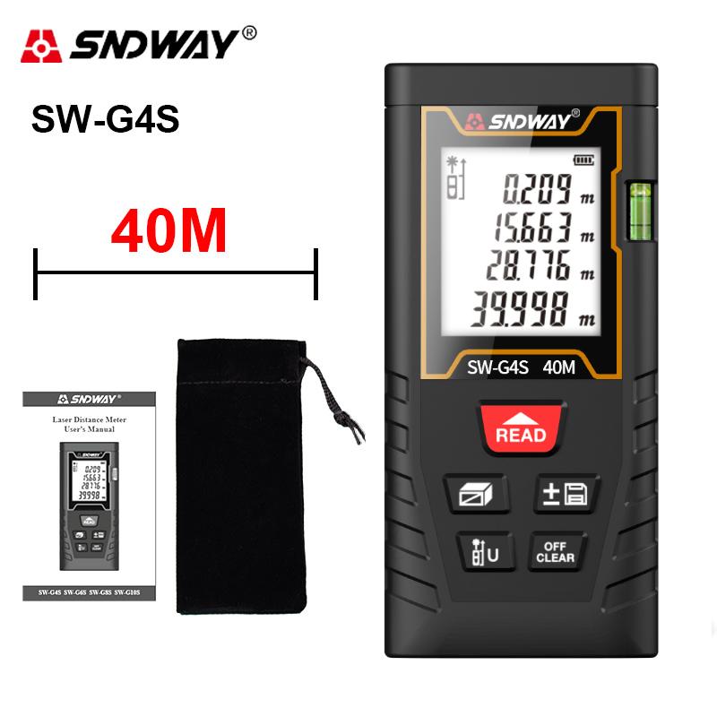 SNDWAY Accurate Laser Rangefinder 40M 80M Laser Tape Measure Digital Roulette with Distance/Area/Volume/Self-calibration