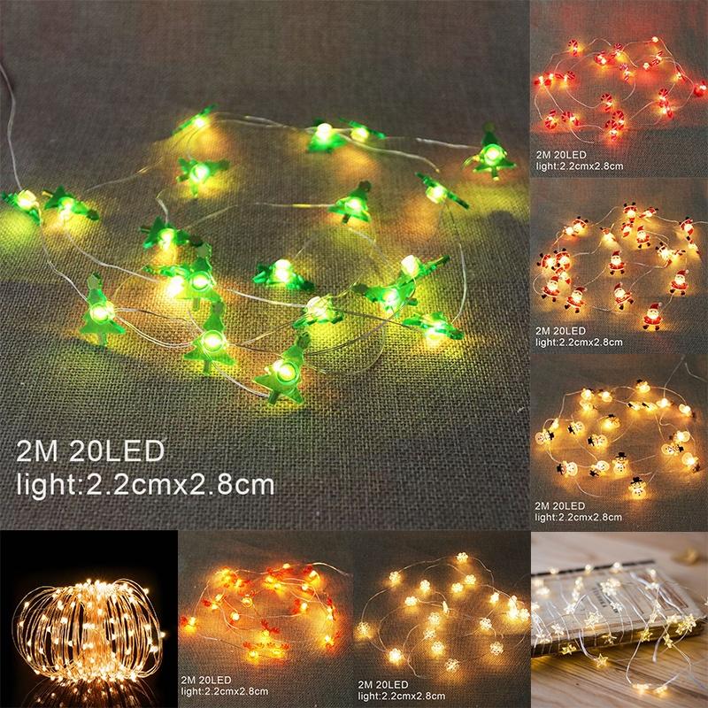 2 м Подвесные 20 светодиодных Рождественских огней Снежинка Леденец Рождественская елка Питание от батареек