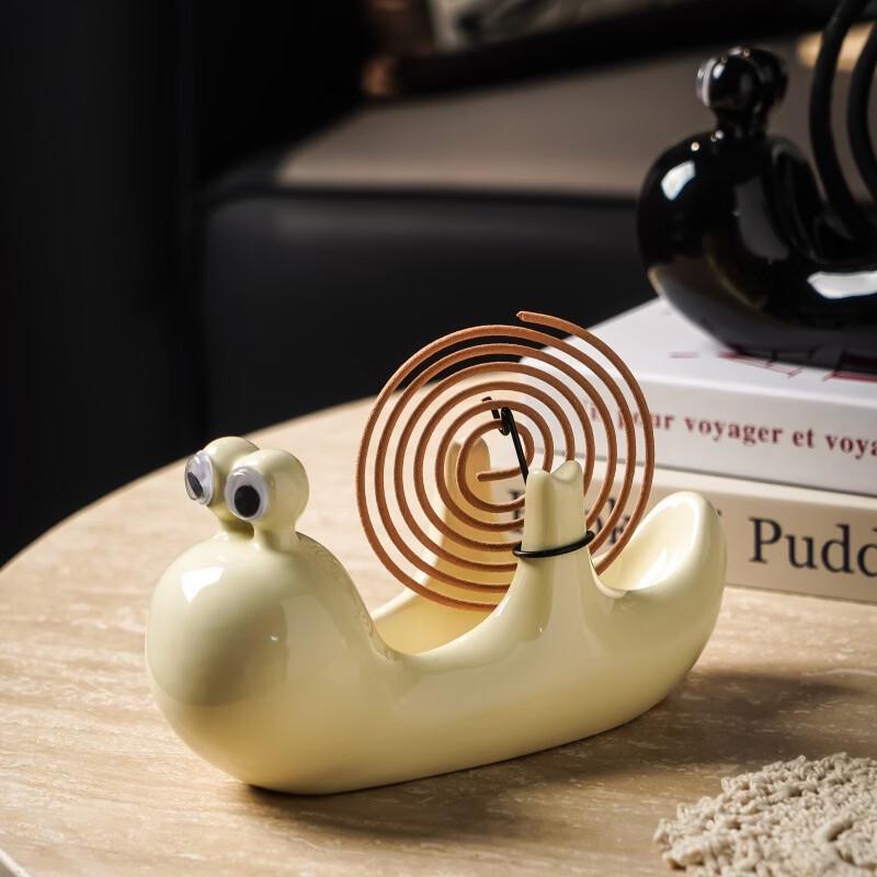 ZISIZ Ceramic Snail Mosquito Coil Holder with Ash Tray